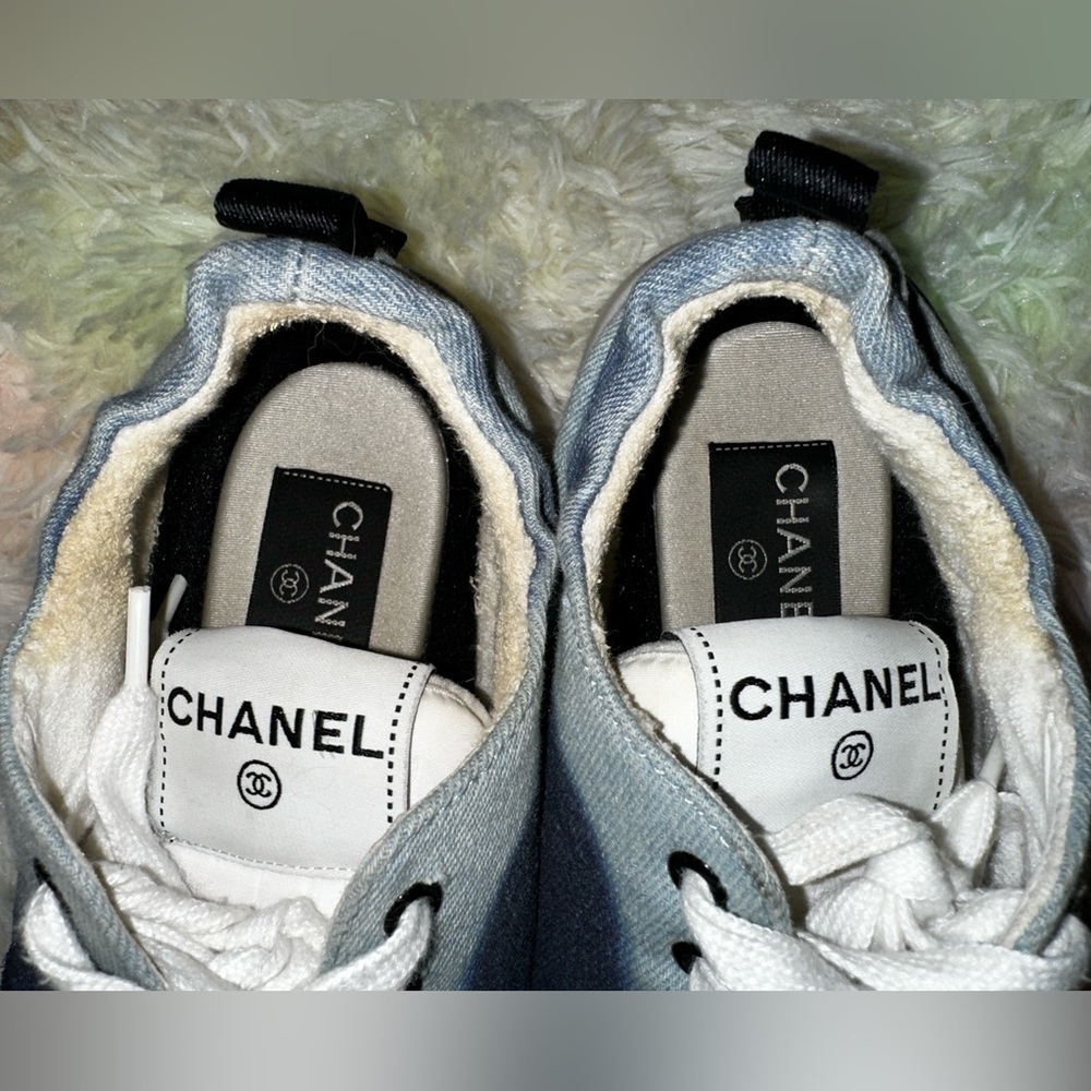 Chanel Blue Denim CC Logo Sneakers Size 38 - Picture 7 of 11